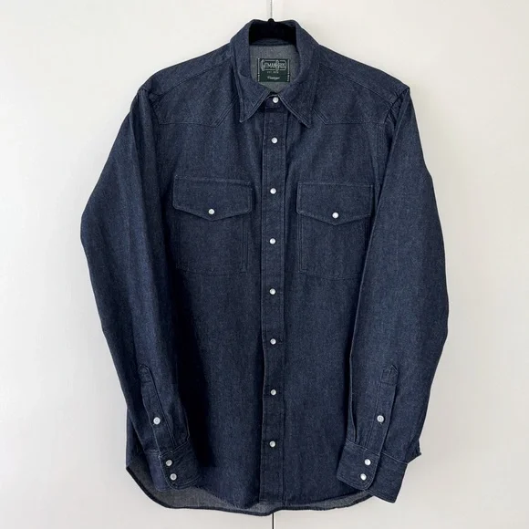 Gitman Brothers Vintage Western Snap Shirt in Dark Denim - Picture 1 of 2